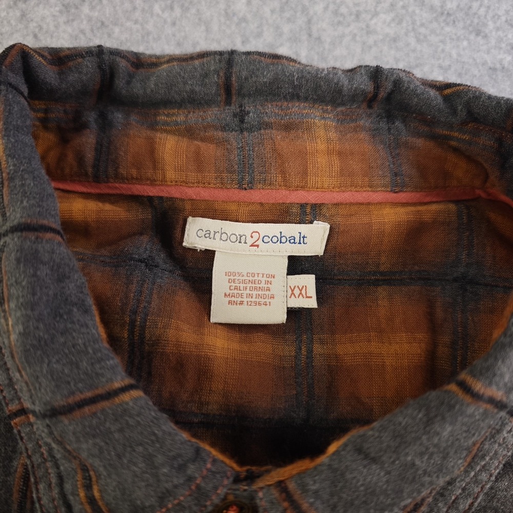 Carbon 2 Cobalt Shirt Mens 2XL Gray Windowpane Plaid Long Sleeve Button Up - Picture 3 of 7